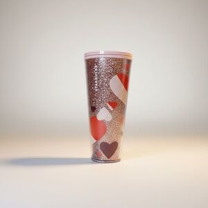 Starbucks Glitter Heart Valentine '21 Pink Red WhitePurple Tumbler 24oz No Straw